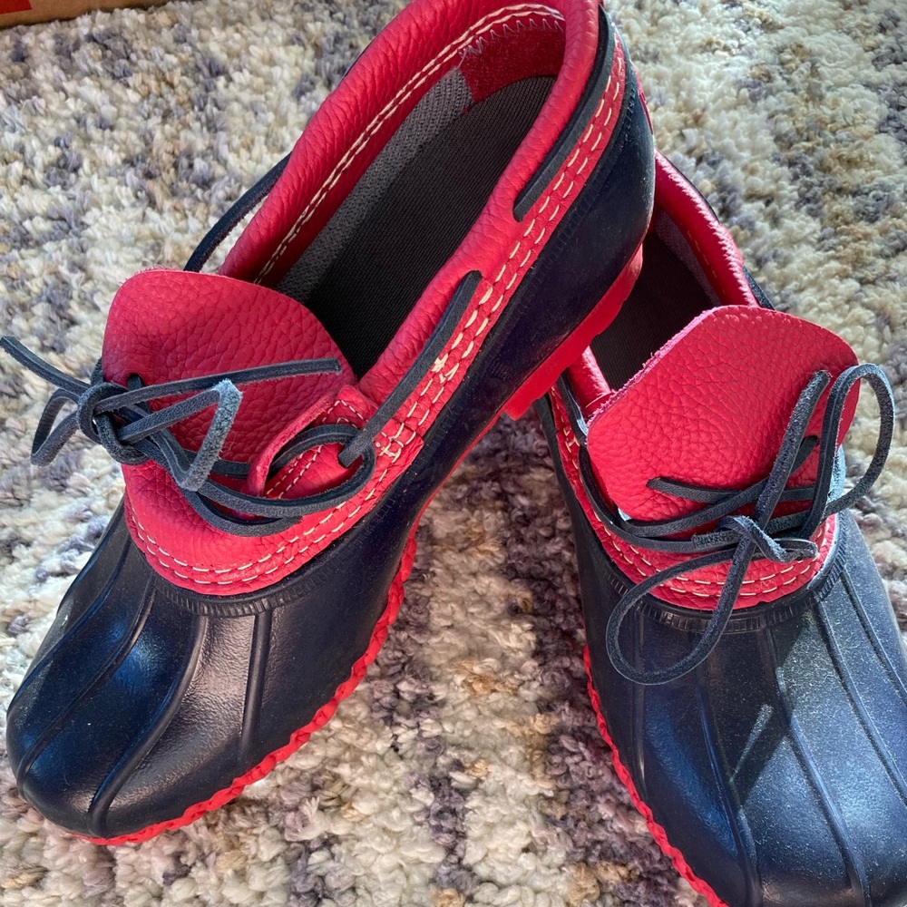 L.L. Bean Women's Navy and Red Duck Boots